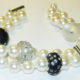 Two strand cultured pearl bracelet with Drusy and Lucite balls with Swarovski crystals